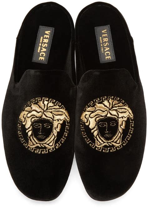 versace black velvet slippers